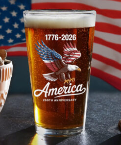 Alternative view of Celebrate 250 Years Of America USA Anniversary 1776-2026 Print Beer Glass