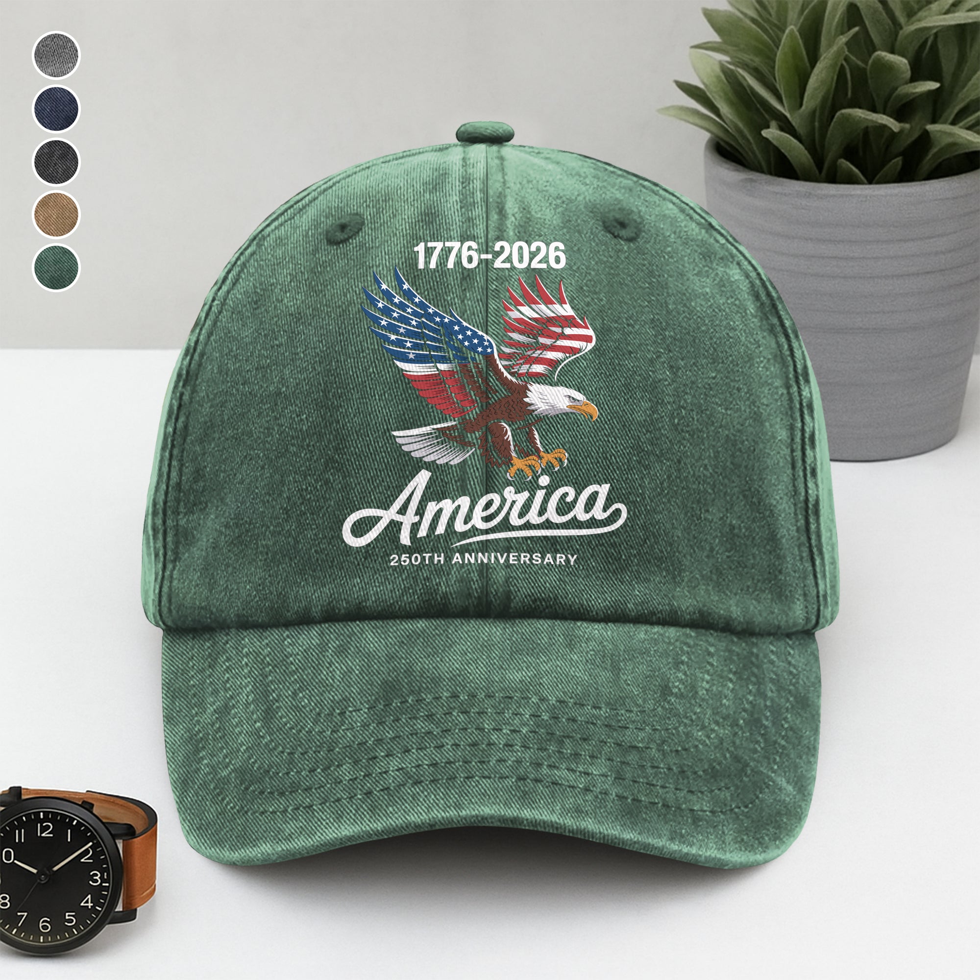 Celebrate 250 Years of America USA Anniversary 1776-2026 Washed Denim Baseball Cap HO82 894478 - Image 8