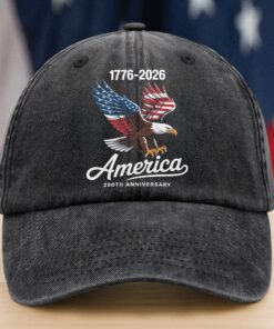 Celebrate 250 Years of America USA Anniversary 1776-2026 Washed Denim Baseball Cap