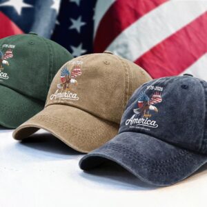 Alternative view of Celebrate 250 Years of America USA Anniversary 1776-2026 Washed Denim Baseball Cap HO82 894478