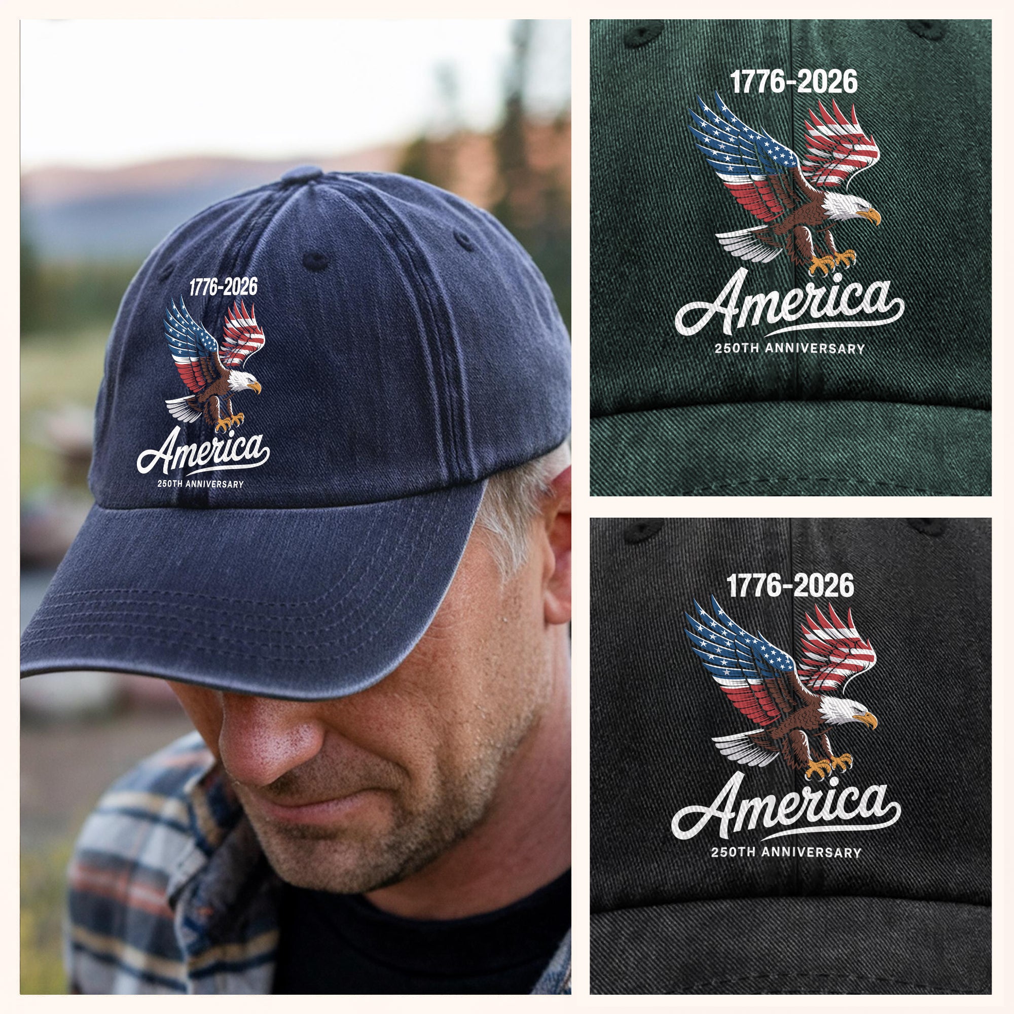 Celebrate 250 Years of America USA Anniversary 1776-2026 Washed Denim Baseball Cap HO82 894478 - Image 4