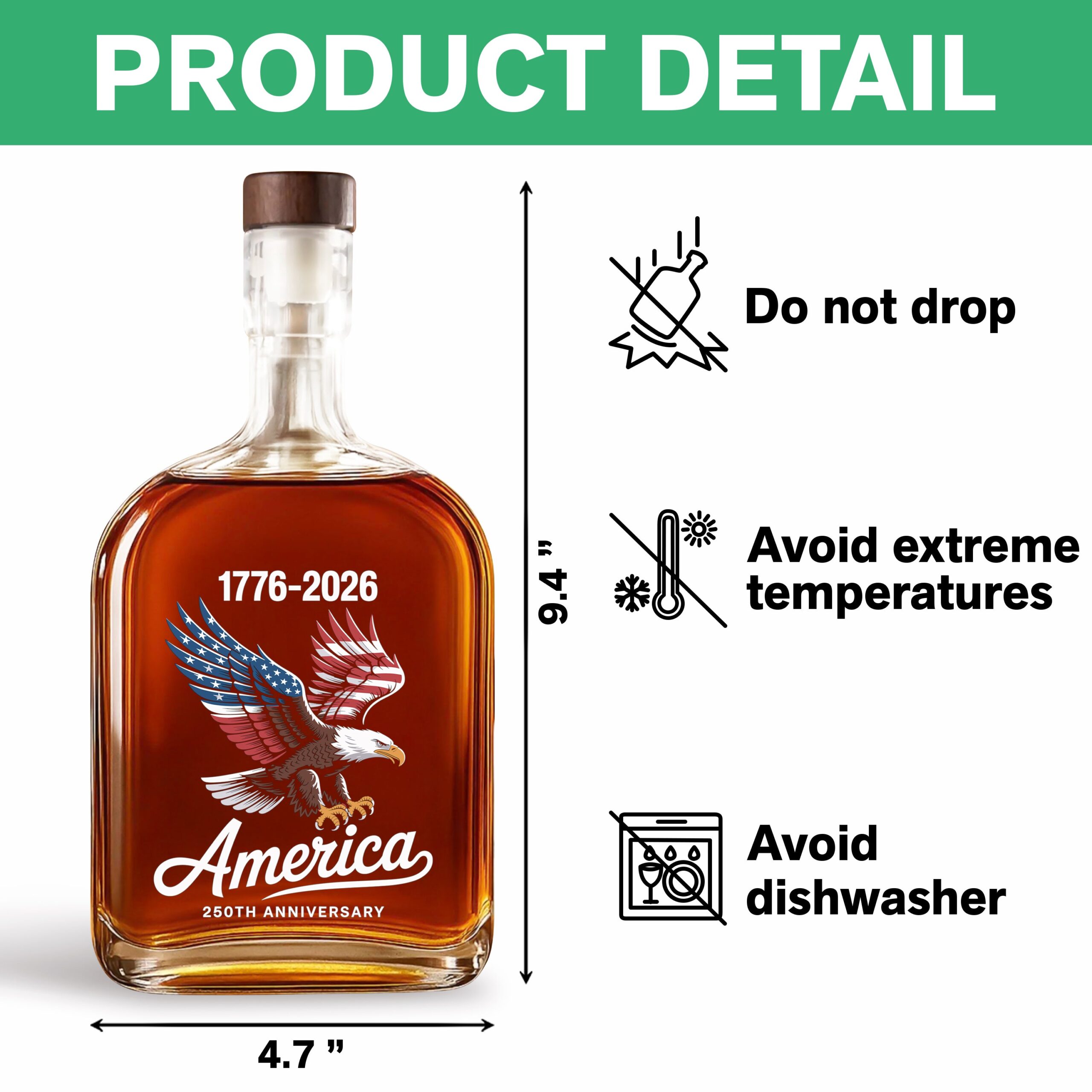 Celebrate 250 Years of America USA Anniversary 1776-2026 Whiskey Bottle HO82 894520 - Image 7