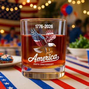 Alternative view of Celebrate 250 Years of America USA Anniversary 1776-2026 Whiskey Glass HO82 894486