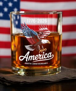 Celebrate 250 Years of America USA Anniversary 1776-2026 Whiskey Glass