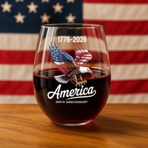 Alternative view of Celebrate 250 Years of America USA Anniversary 1776-2026 Wine Glass HO82 894482