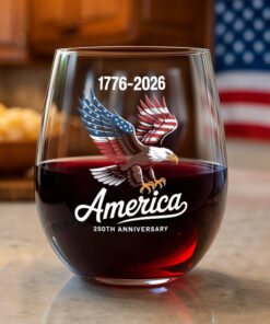Celebrate 250 Years of America USA Anniversary 1776-2026 Wine Glass