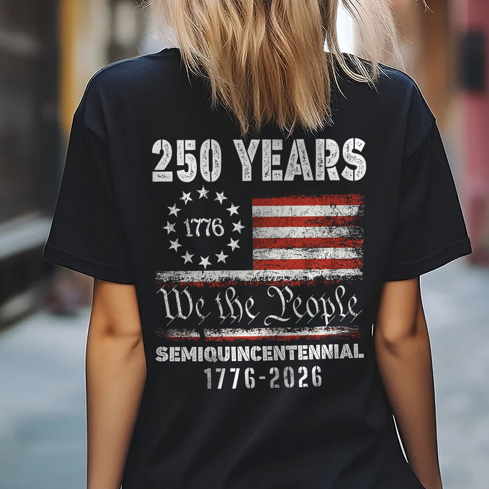 Alternative view of Celebrate Our America 250th Anniversary United States Semiquincentennial Back Side Dark Shirt HA75 897404