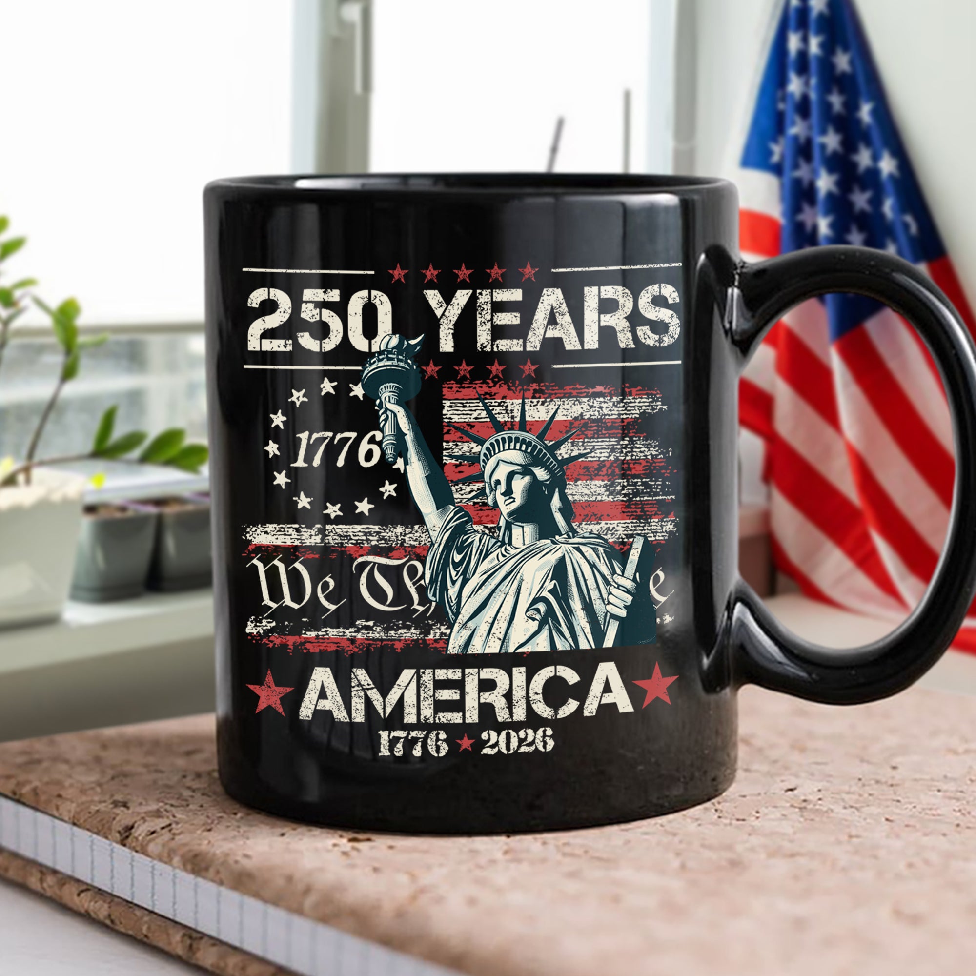 Alternative view of Celebrate Our America 250th Anniversary We The People Black Mug CH07 896714