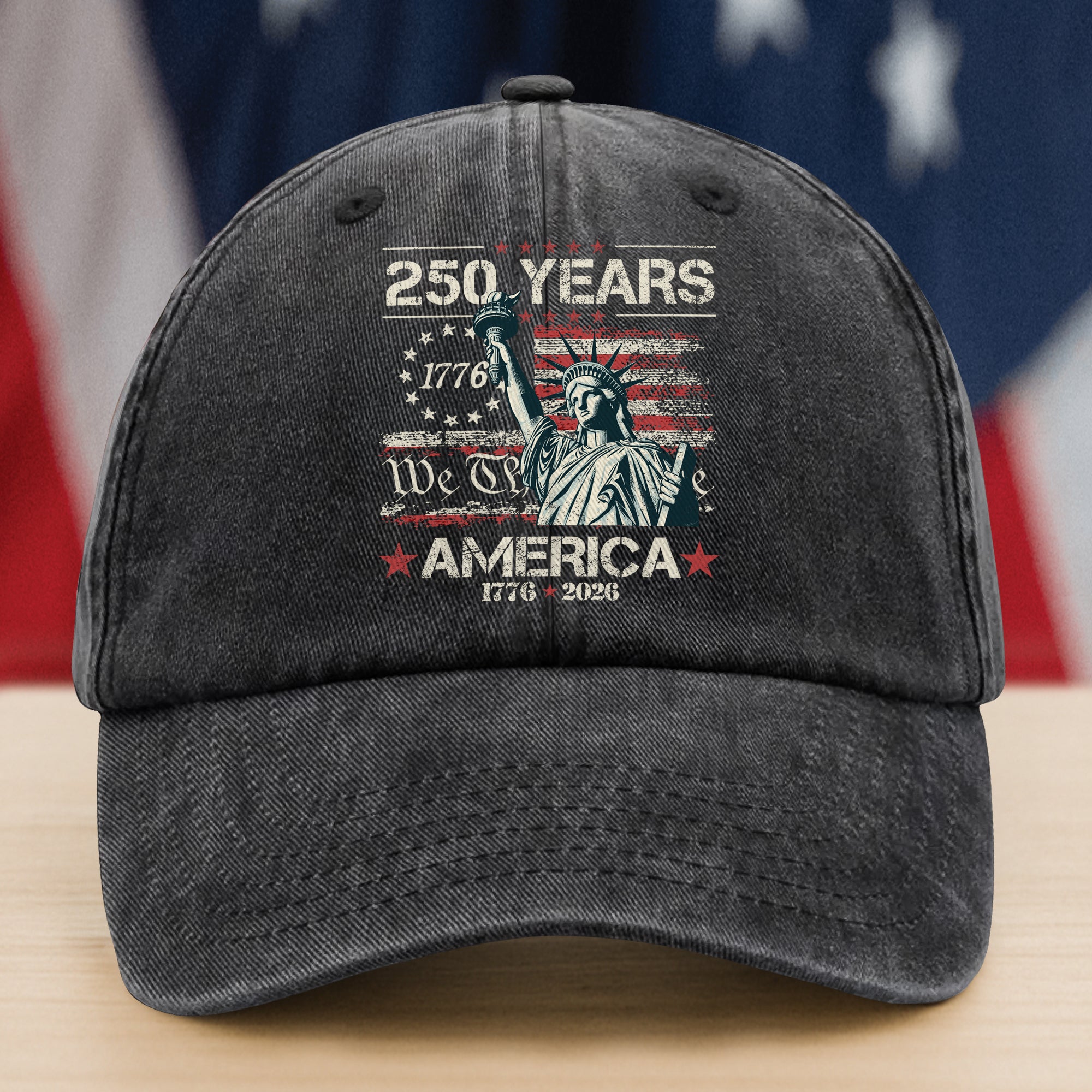 Celebrate Our America 250th Anniversary We The People Washed Denim Baseball Cap CH07 896720