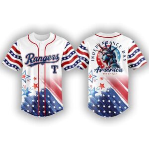 Celebrate The 4th Of July Rangers 3D Baseball Jersey