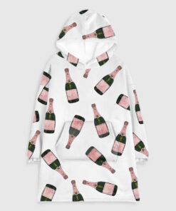 Champagne Bottle Flannel Blanket Hoodie
