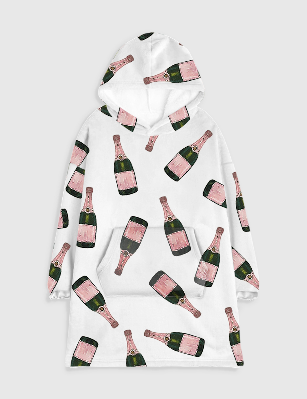 Champagne Bottle Flannel Blanket Hoodie