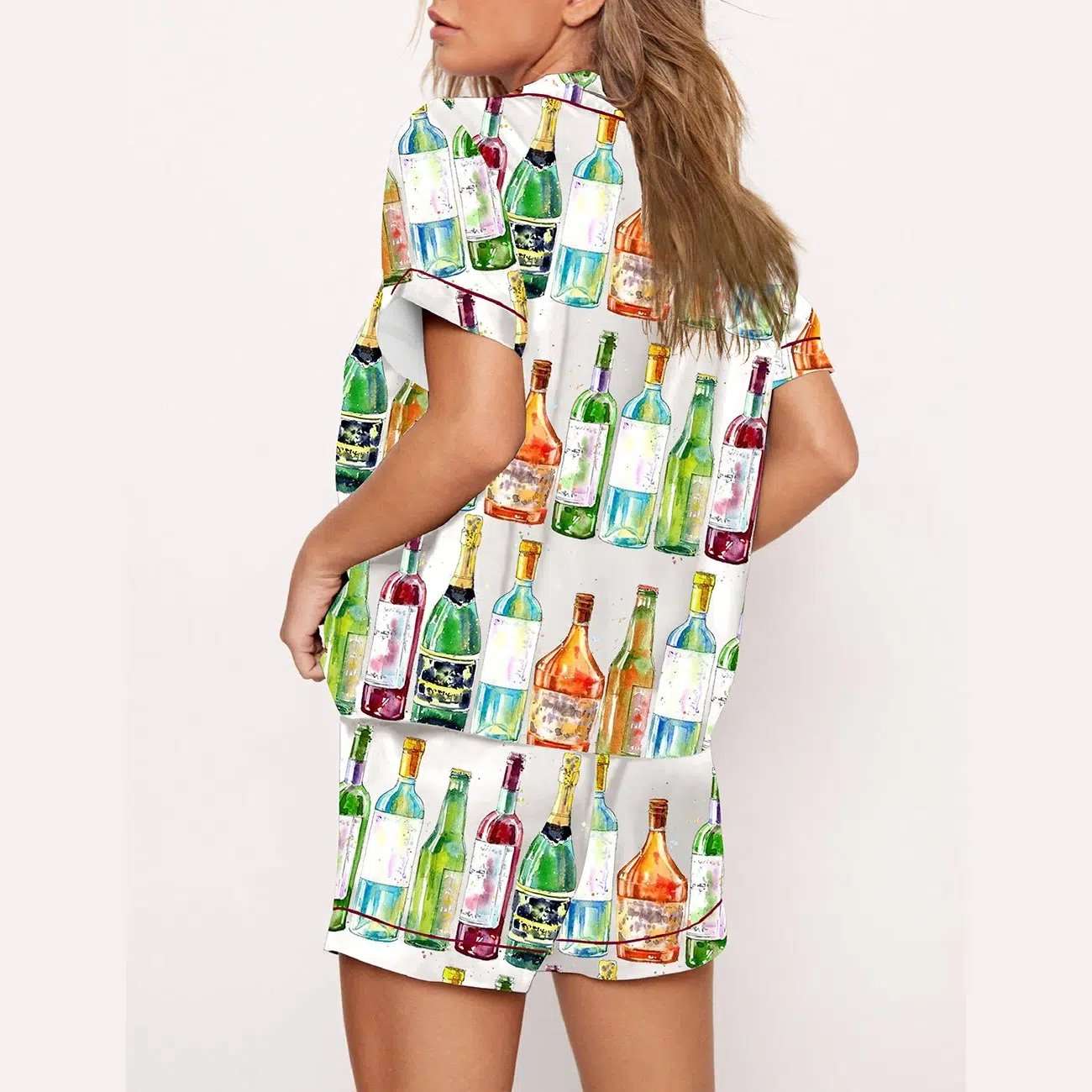 Champagne Cognac Wine Beer Print Pajama Set - Image 3