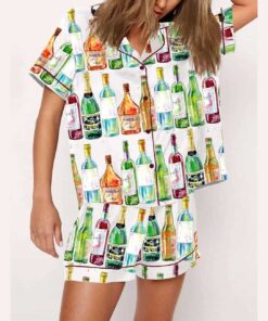 Champagne Cognac Wine Beer Print Pajama Set