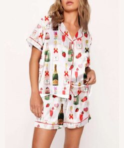 Alternative view of Champagne Strawberries Macarons Pajama Set