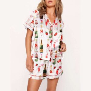 Alternative view of Champagne Strawberries Macarons Pajama Set
