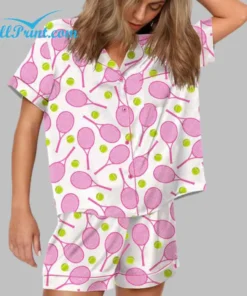 Champagne Tennis Print Pajama Set