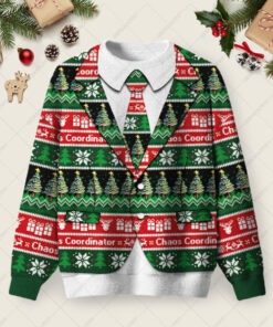 Chaos Faux Two-Piece Suit Ugly Christmas Fuzzy Fleece Sweatshirt