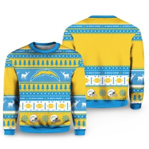 Alternative view of Chargers Football 2025 Ugly Christmas Sweater - Grishko.com