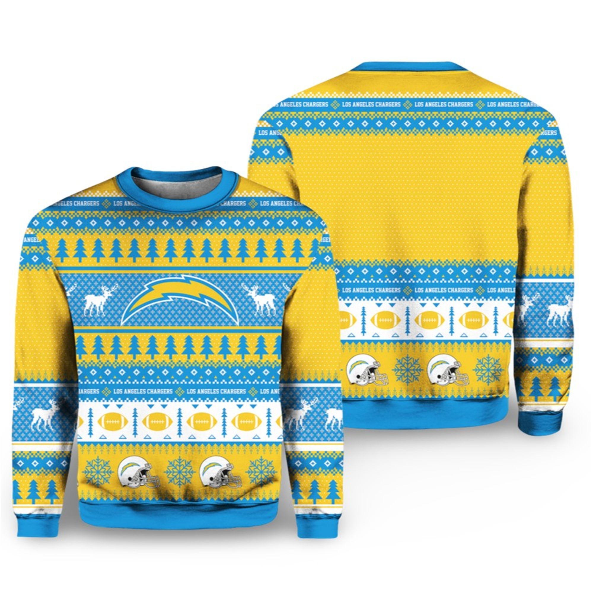 Alternative view of Chargers Football 2025 Ugly Christmas Sweater - Grishko.com