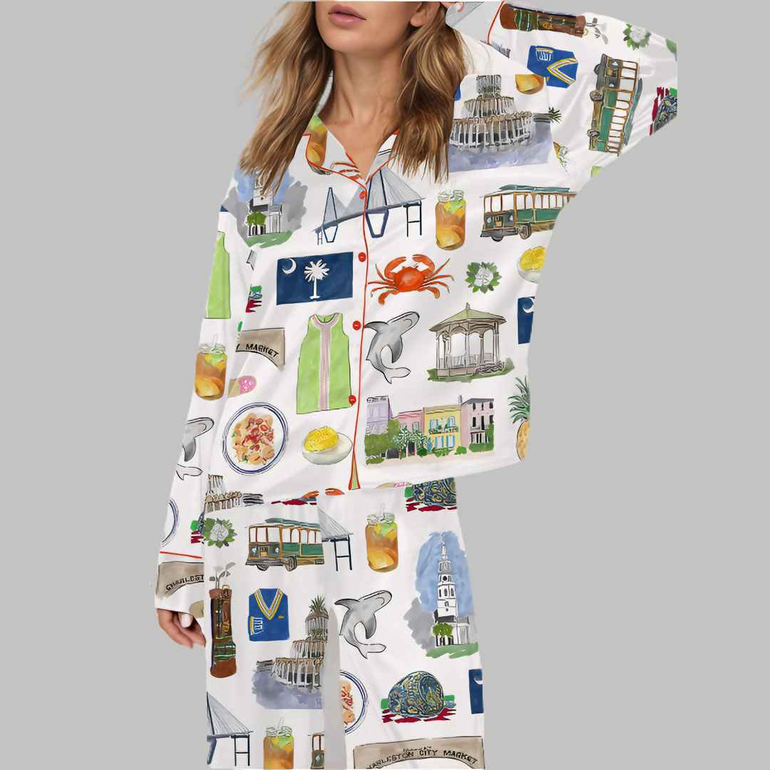 Charleston Travel Silky Satin Pajama Set