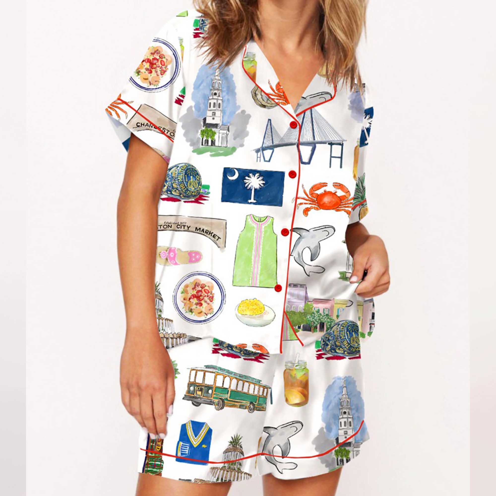 Charleston Travel Silky Satin Pajama Set - Image 5