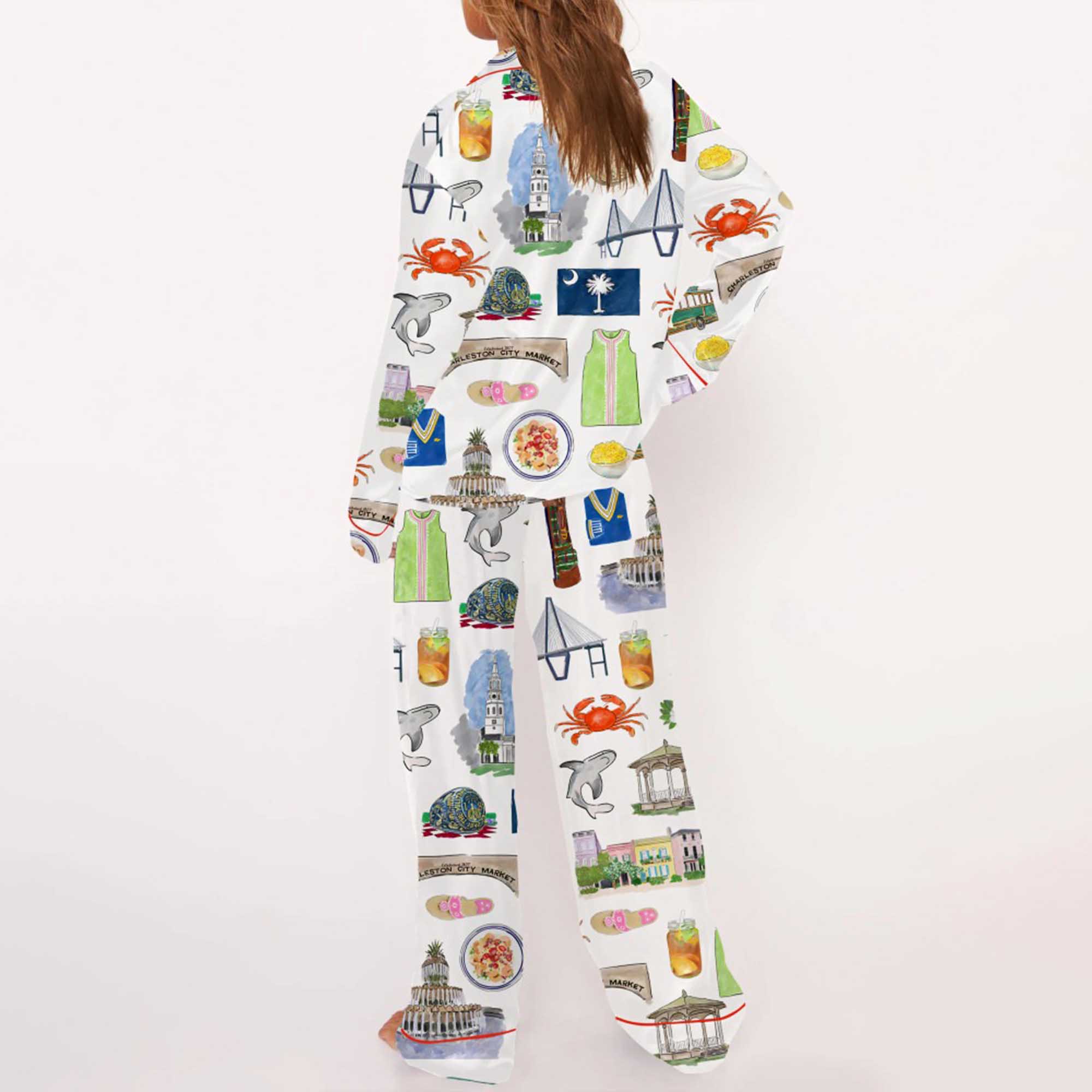 Charleston Travel Silky Satin Pajama Set - Image 3