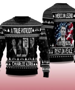 Alternative view of Charlie Kirk A True Patriot 1993 - 2025 Ugly Christmas Sweater