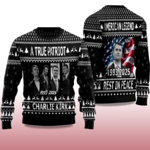 Alternative view of Charlie Kirk A True Patriot 1993 - 2025 Ugly Christmas Sweater