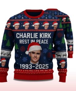 Alternative view of Charlie Kirk Rest In Peace 1993-2025 Ugly Christmas Sweater