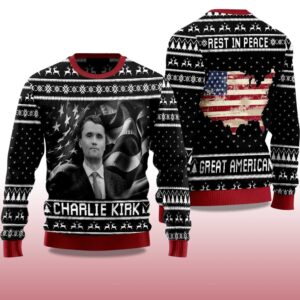 Alternative view of Charlie Kirk Rest In Peace Great America Ugly Christmas Sweater