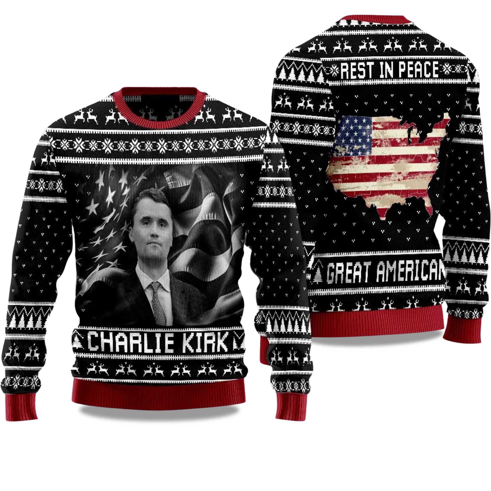 Charlie Kirk Rest In Peace Great America Ugly Christmas Sweater