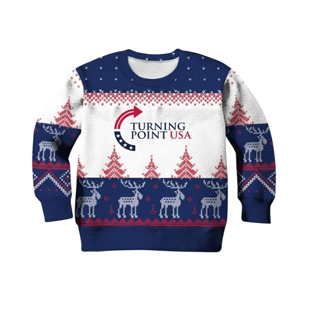 Alternative view of Charlie Kirk Turning Point USA Christmas Ugly Sweater - Grishko.com