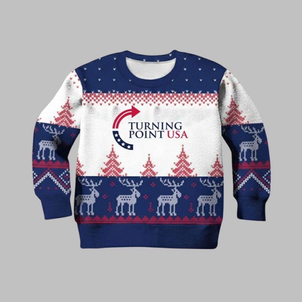 Charlie Kirk Turning Point USA Christmas Ugly Sweater - Grishko.com