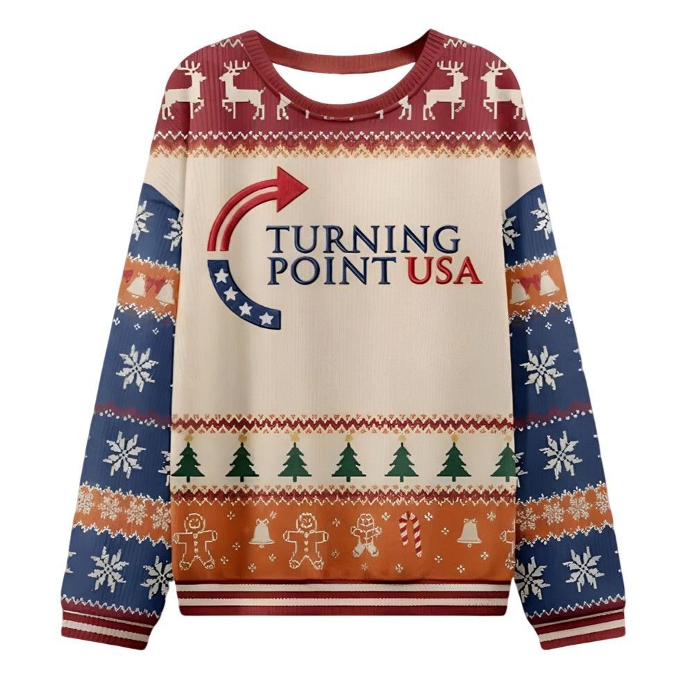 Alternative view of Charlie Kirk Turning Point USA Ugly Christmas Sweater - Grishko.com