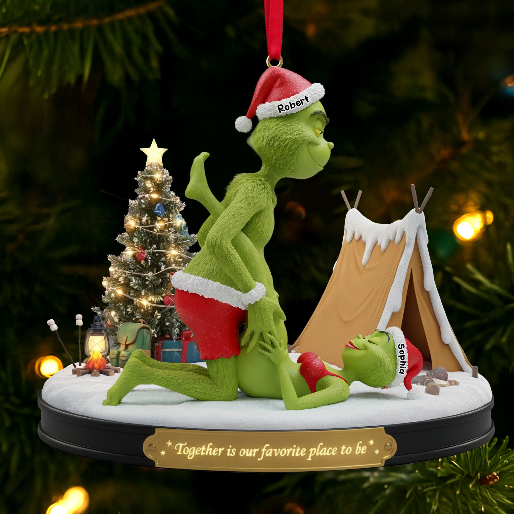 Cheeky Green Couple Ornament - Personalized Gifts For Couple 03ohti091025