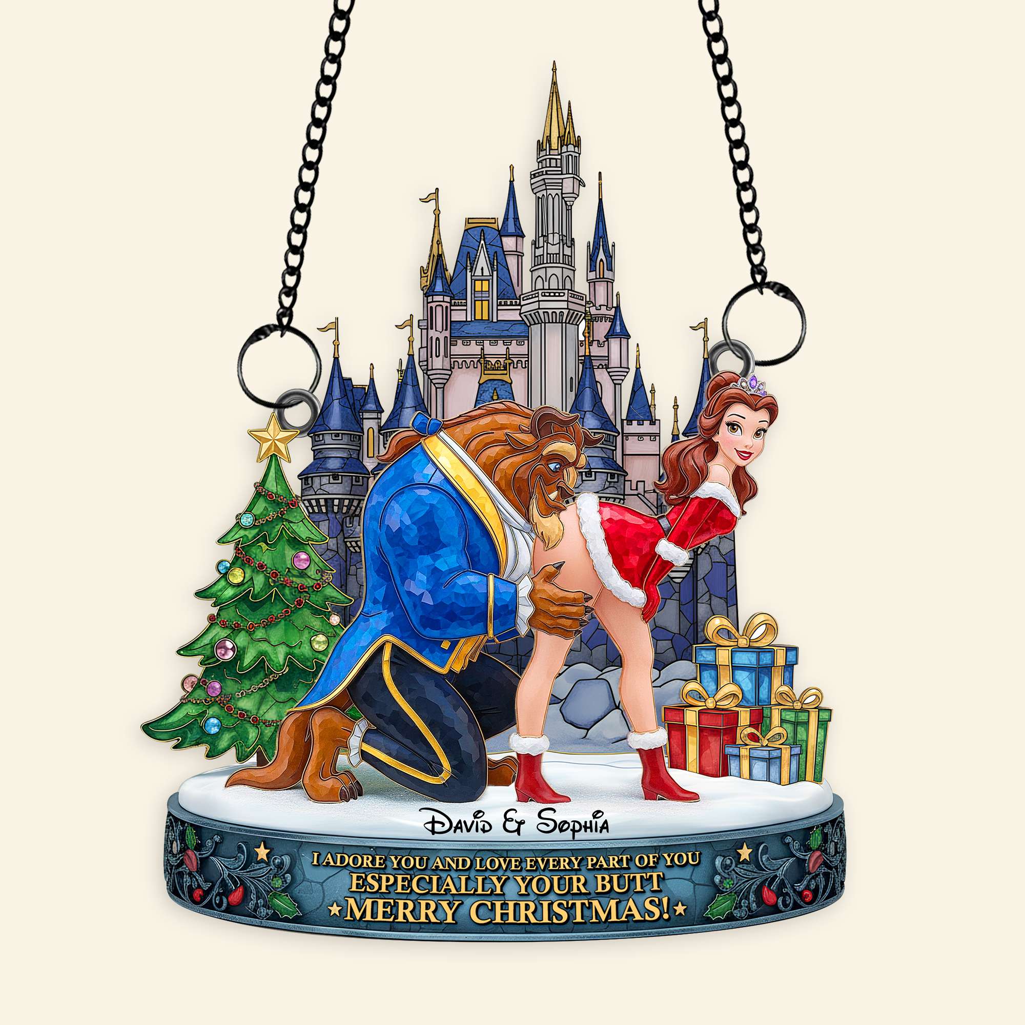 Cheeky Kiss Couple Suncatcher - Personalized Chritsmas Gift For Couples 07OHLU170925 - Image 5