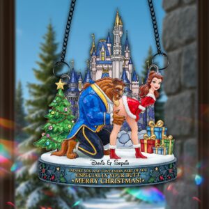 Alternative view of Cheeky Kiss Couple Suncatcher - Personalized Chritsmas Gift For Couples 07OHLU170925