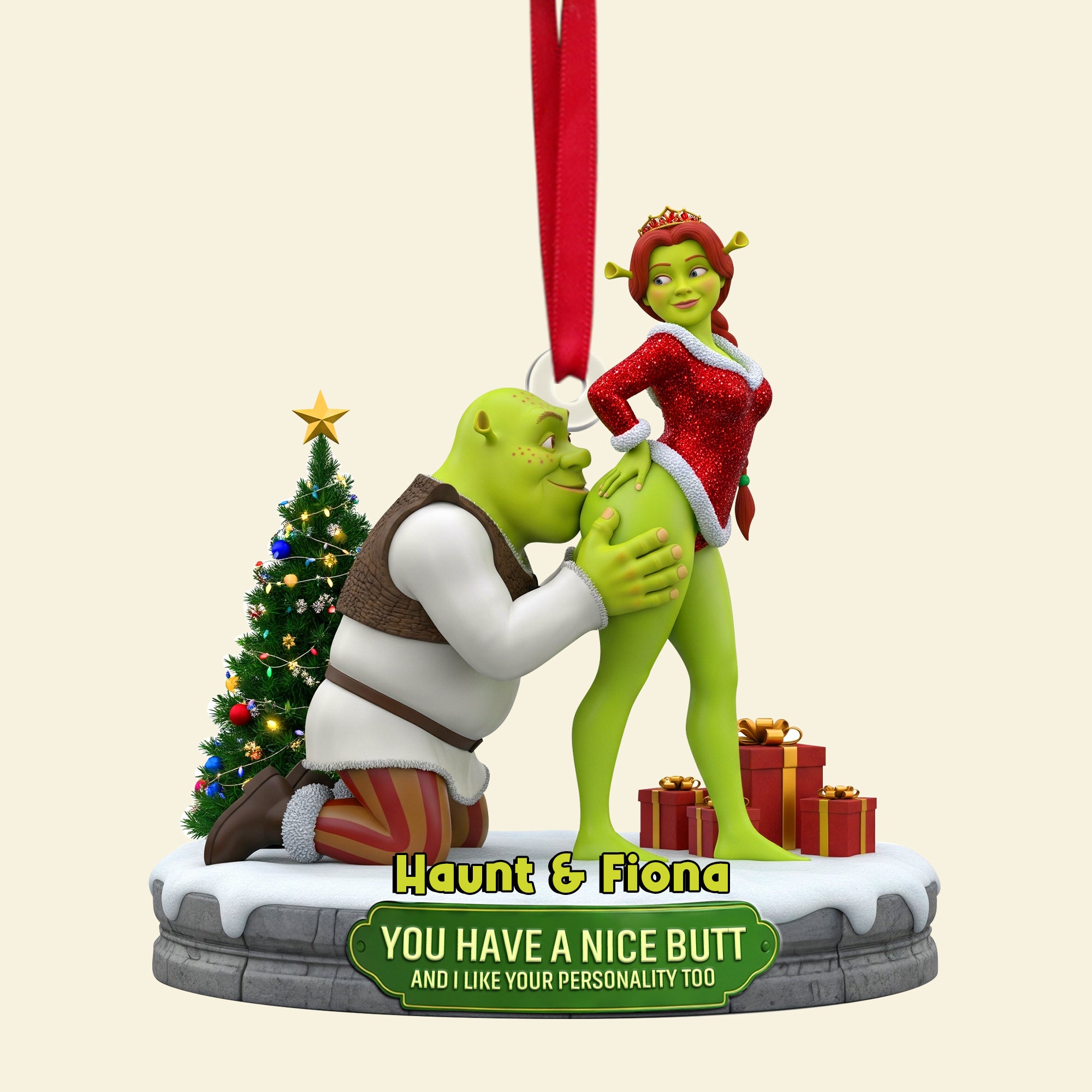 Cheeky Kisses Couple Acrylic Ornament - Personalized Christmas Gifts For Couples 04OHLU300925 - Image 5