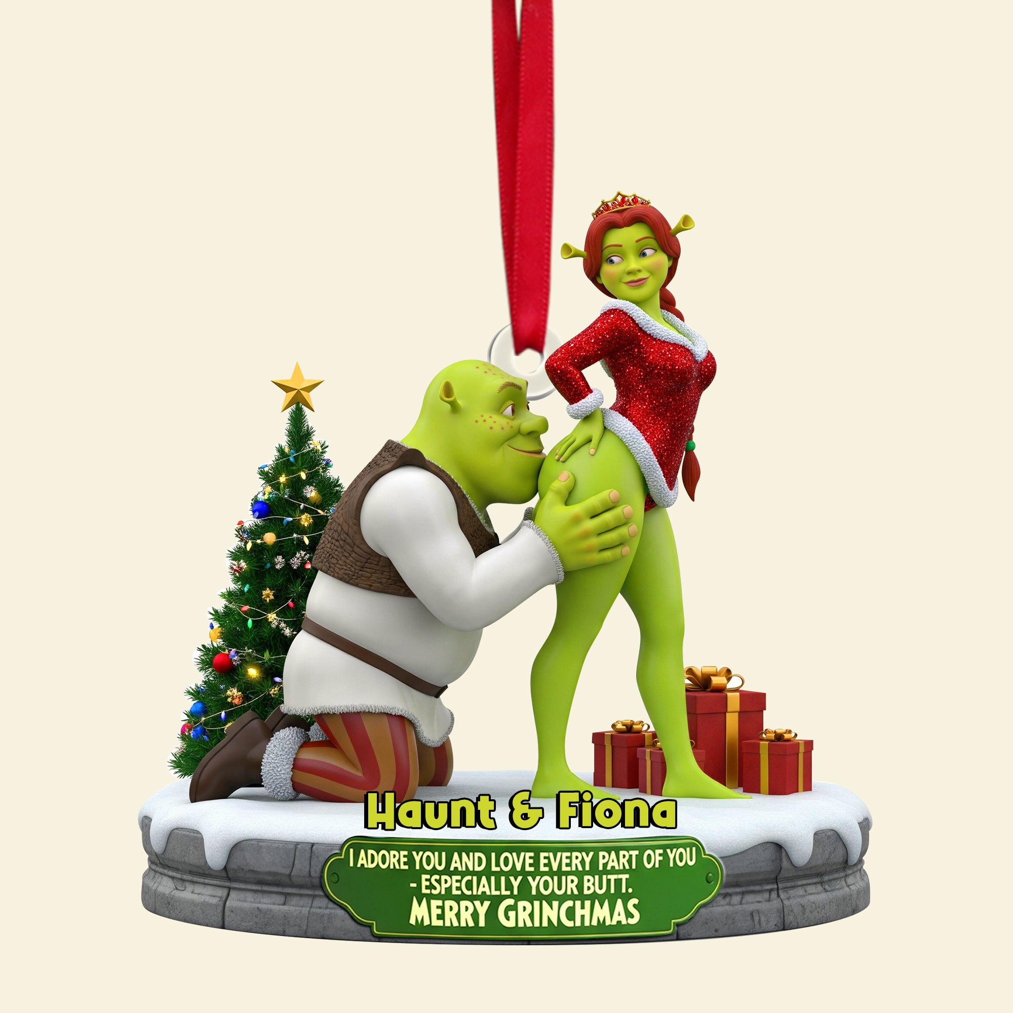 Cheeky Kisses Couple Ornament - Personalized Christmas Gifts For Couple 04OHLU120925 - Image 5