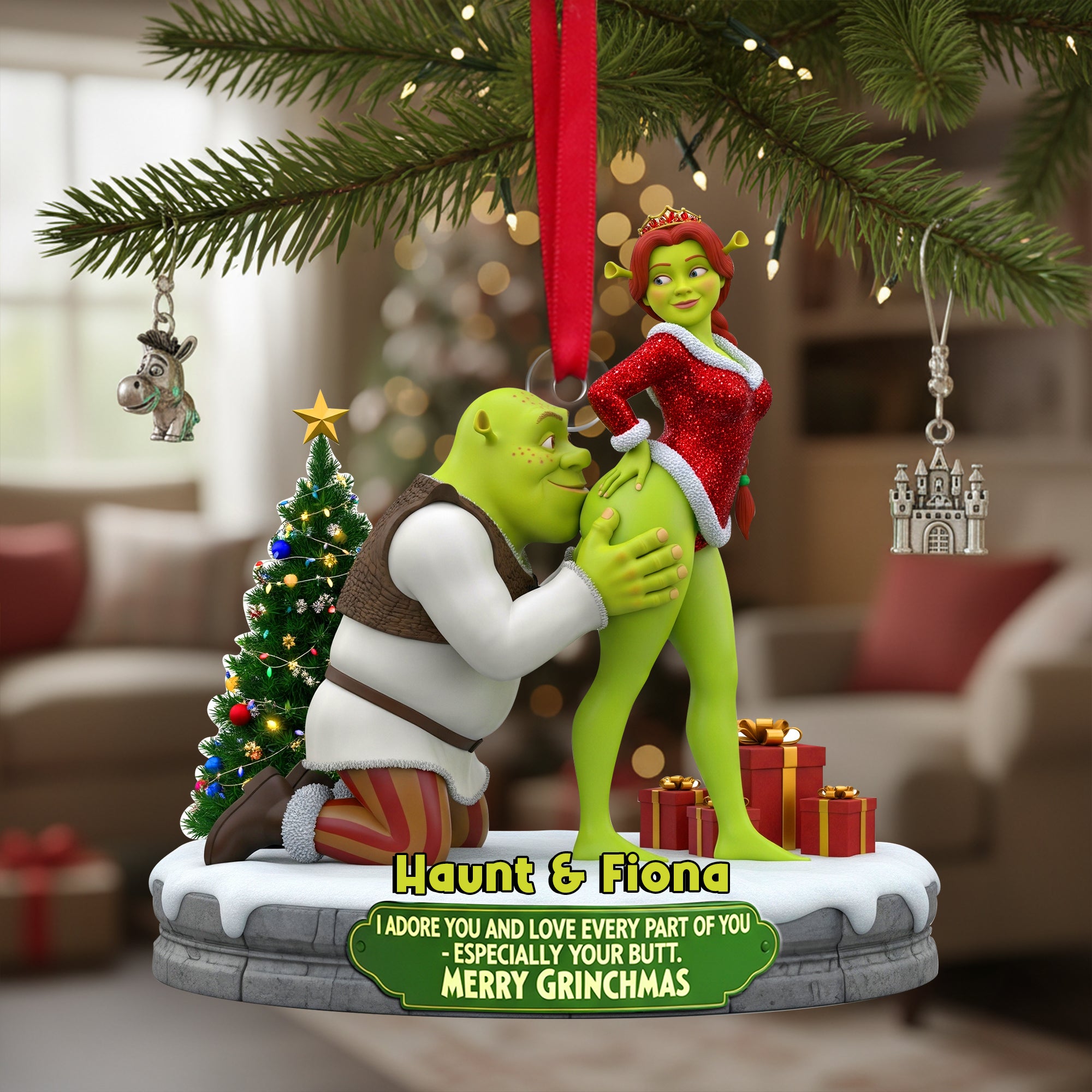 Cheeky Kisses Couple Ornament - Personalized Christmas Gifts For Couple 04OHLU120925