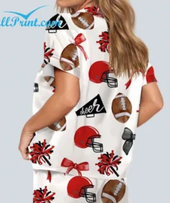 Alternative view of Cheer Football Coquette Bows Satin Pajama Set