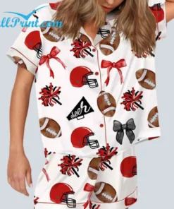 Cheer Football Coquette Bows Satin Pajama Set