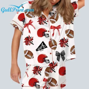 Cheer Football Coquette Bows Satin Pajama Set