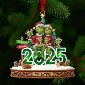 Alternative view of Cheerful Green Family Ornament - Personalized Christmas Gifts For Family 03PAQN111025