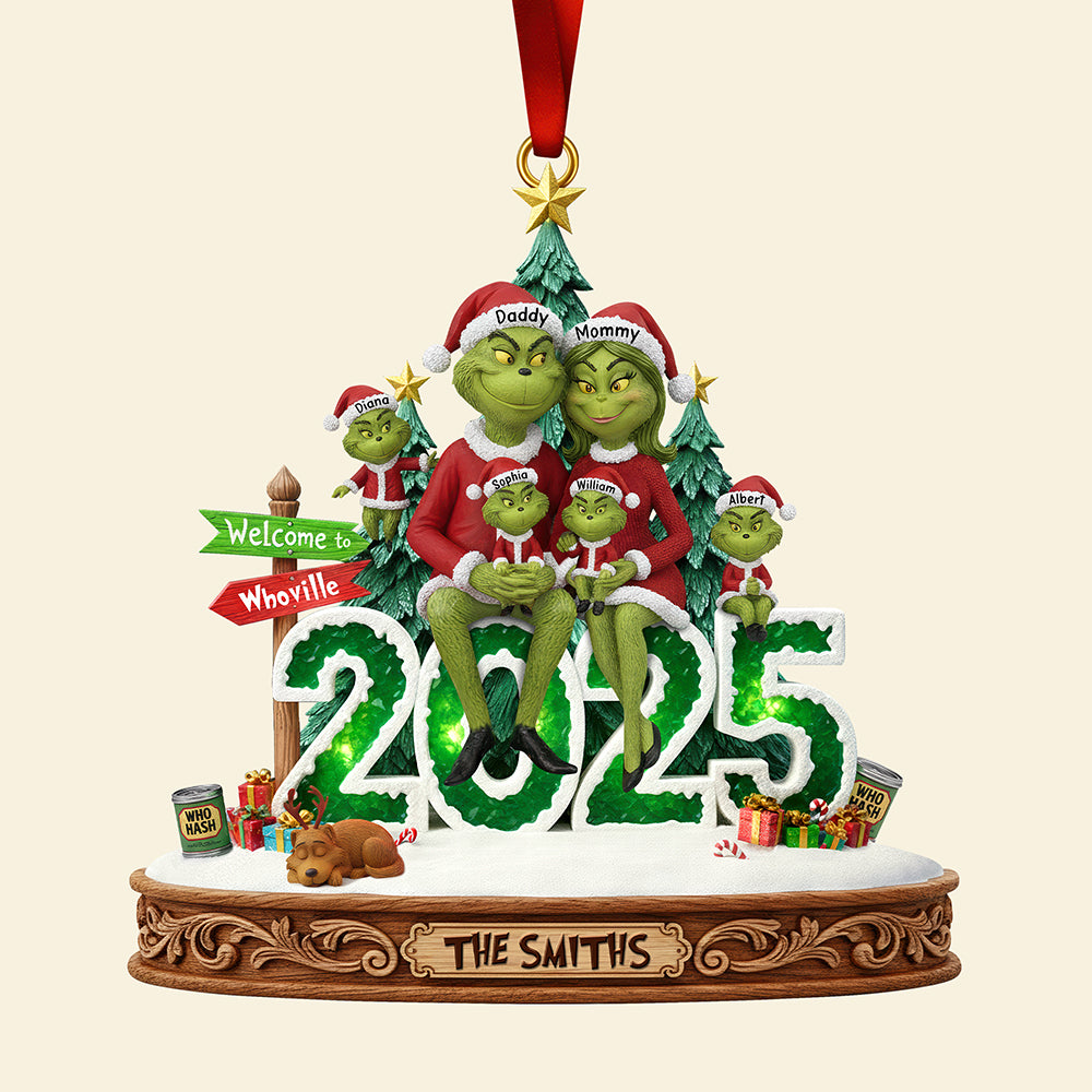 Cheerful Green Family Ornament - Personalized Christmas Gifts For Family 03PAQN111025 - Image 4