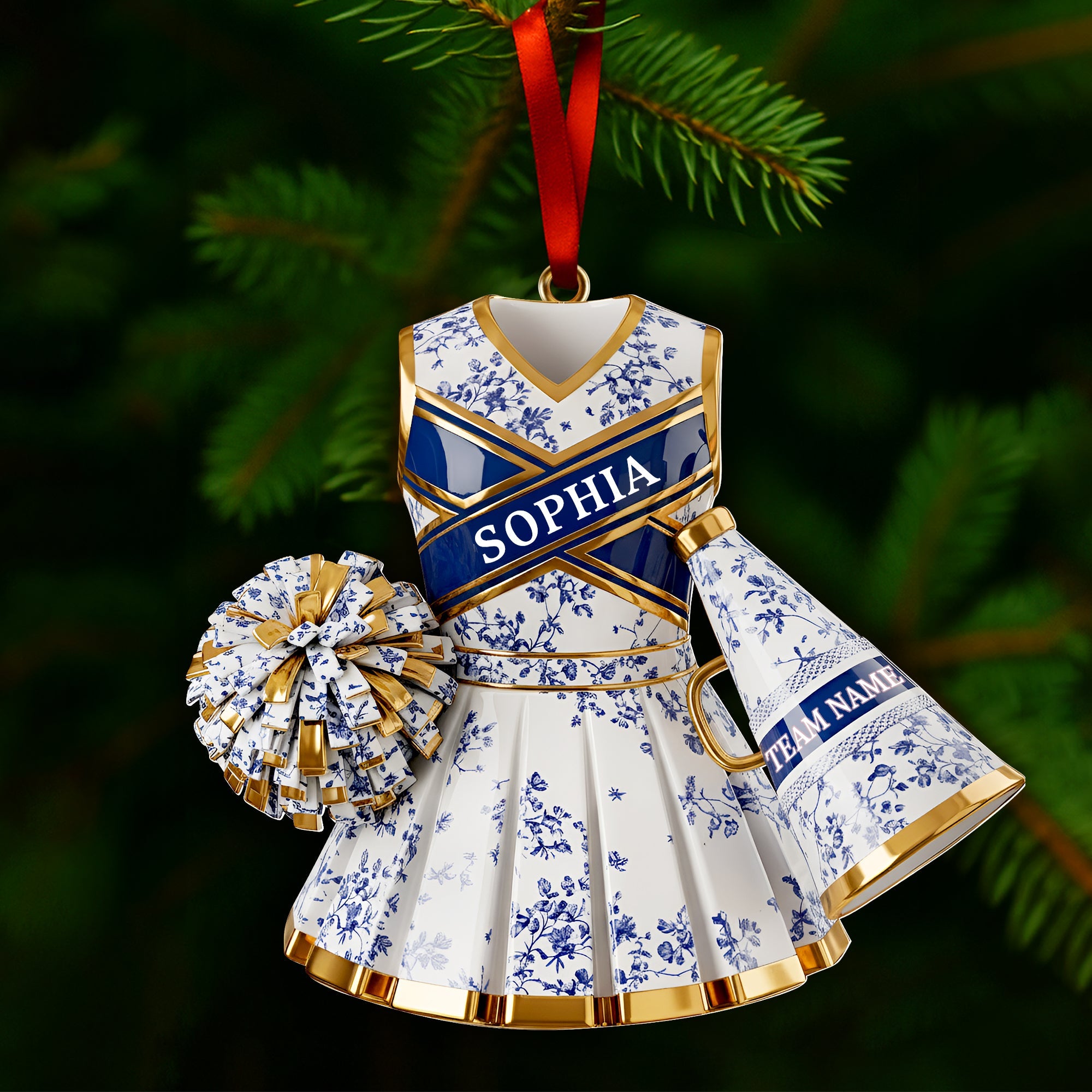 Cheerleading Toile de Jouy Ornament Personalized Gifts For Cheerleader Christmas Ornament 05PGLU281025 - Image 3