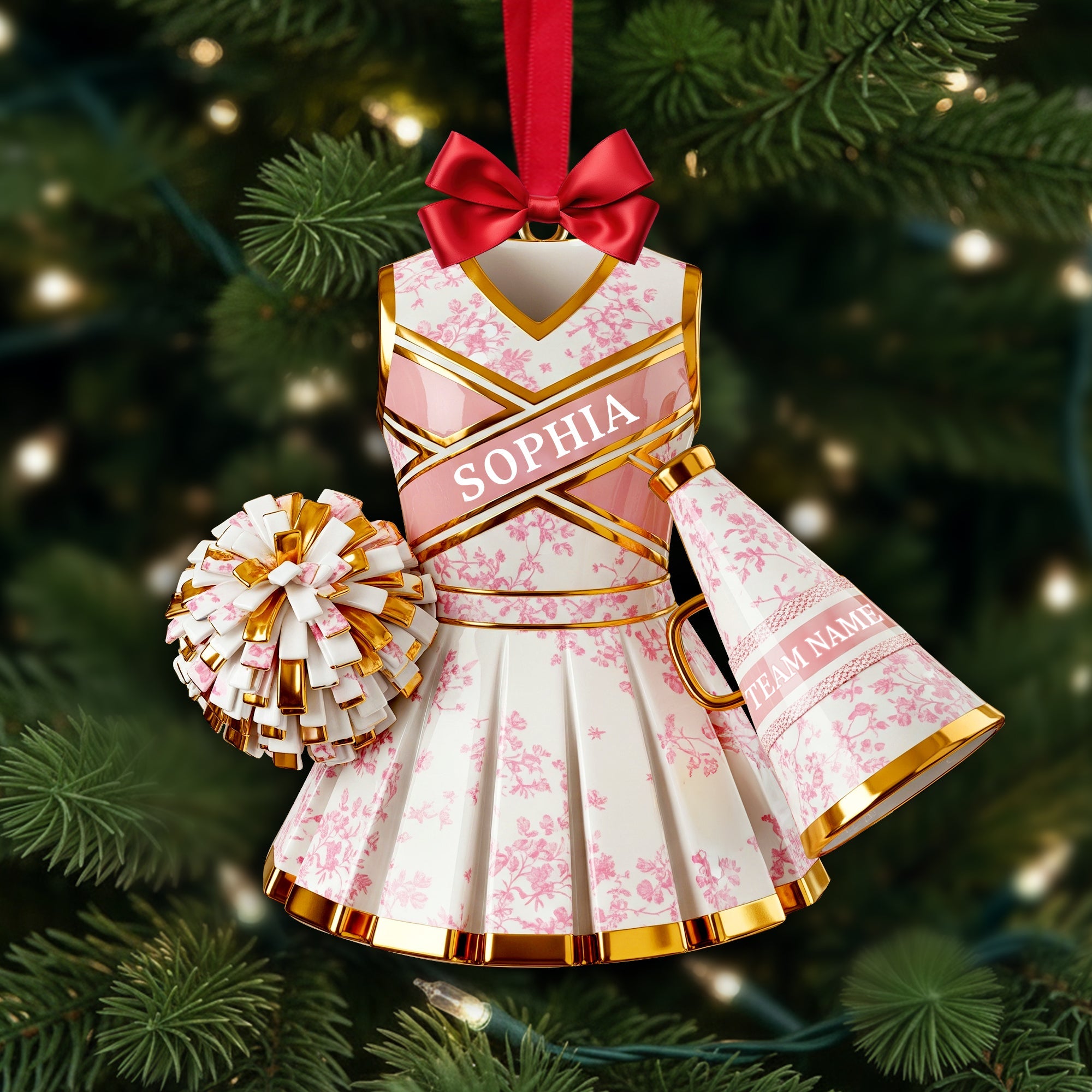 Cheerleading Toile de Jouy Ornament Personalized Gifts For Cheerleader Christmas Ornament 05PGLU281025