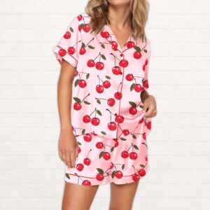Alternative view of Cherries Silky Satin Pajama Set