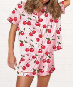 Cherries Silky Satin Pajama Set